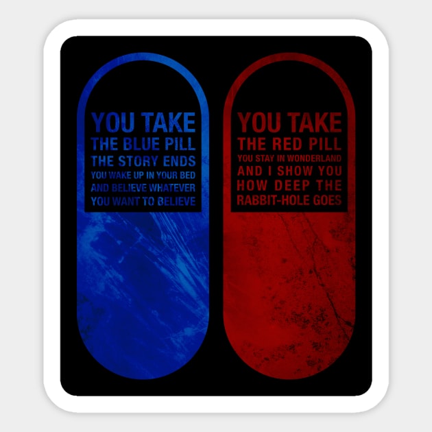 Red pill and Blue pill Sticker by dmitryb1